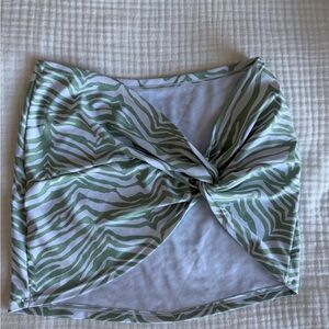 Green and White Zebra Print Skirt Sarong
